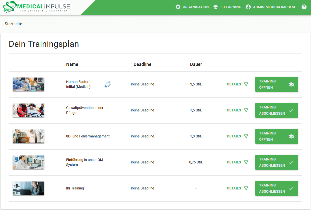 Home - E-Learning für Medizin, Rettungsdienst und Pflege trainingsplattform medizin medicalimpulse 0
